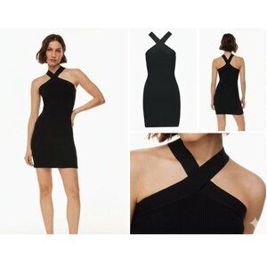 Babaton - Sculpt Knit Criss Cross Black Dress - Size S